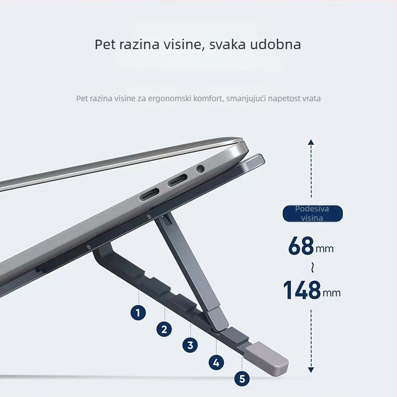 Stalak za prijenosno računalo od aluminijske legure, X-oblik, dizajn za podizanje, prenosiv, 281 g, kompatibilan s 17,3-inčnim prijenosnicima