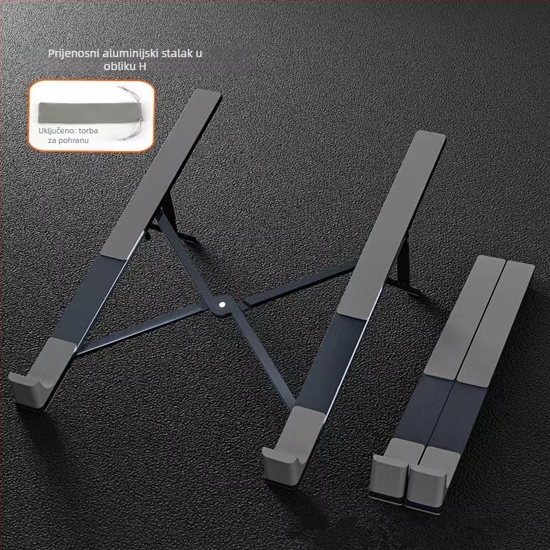 Stalak za prijenosno računalo od aluminijske legure, X-oblik, dizajn za podizanje, prenosiv, 281 g, kompatibilan s 17,3-inčnim prijenosnicima