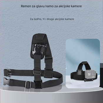 Fiksni držač ramena s 360° nosivim remenom za sportsku kameru; materijal platno + plast; kompatibilan sa svim sportskim kamerama; marka Neutral