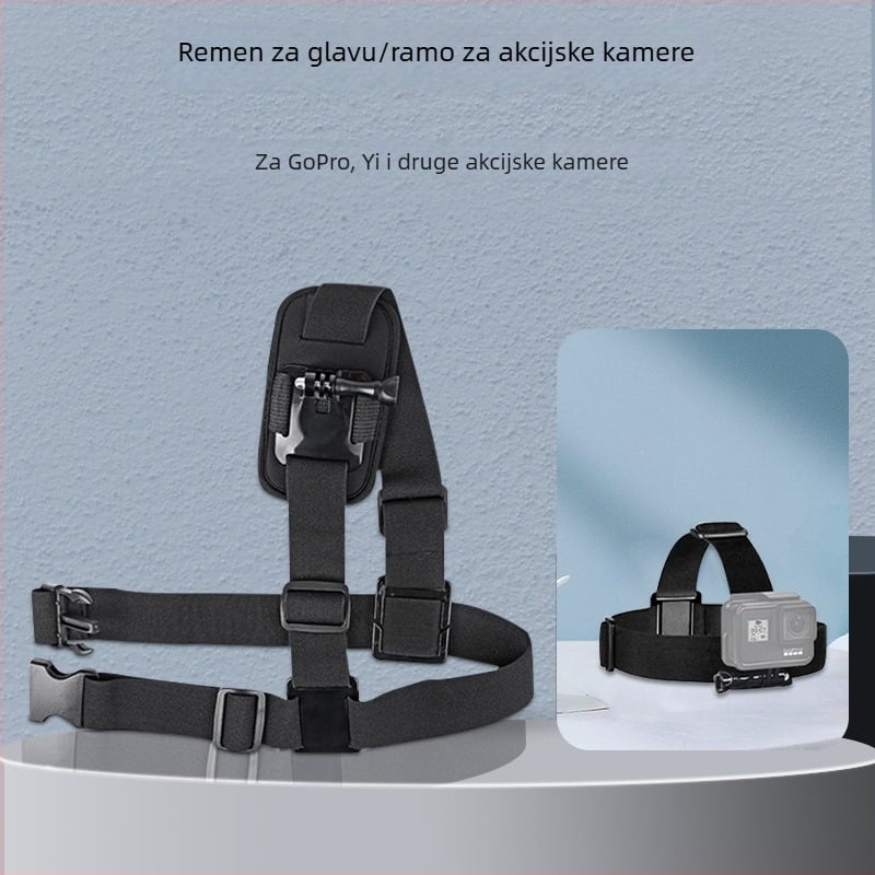 Fiksni držač ramena s 360° nosivim remenom za sportsku kameru; materijal platno + plast; kompatibilan sa svim sportskim kamerama; marka Neutral