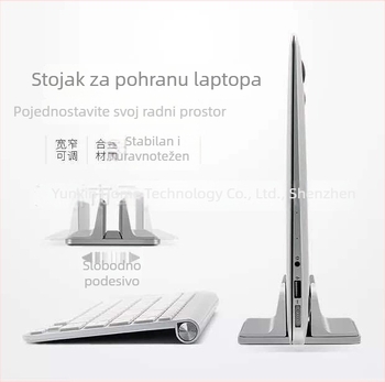 Stojak za laptop od aluminijske legure, vertikalni, univerzalni, model 2, masa 470 g