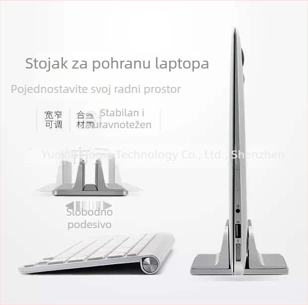 Stojak za laptop od aluminijske legure, vertikalni, univerzalni, model 2, masa 470 g