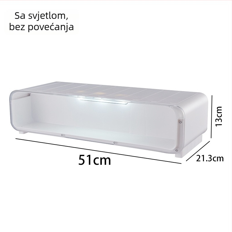 Uredski izvlačni nosač monitora s kutijom za pohranu na radnom stolu – plast, 1 sloj, japanski stil vučnog dizajna, montaža na stol