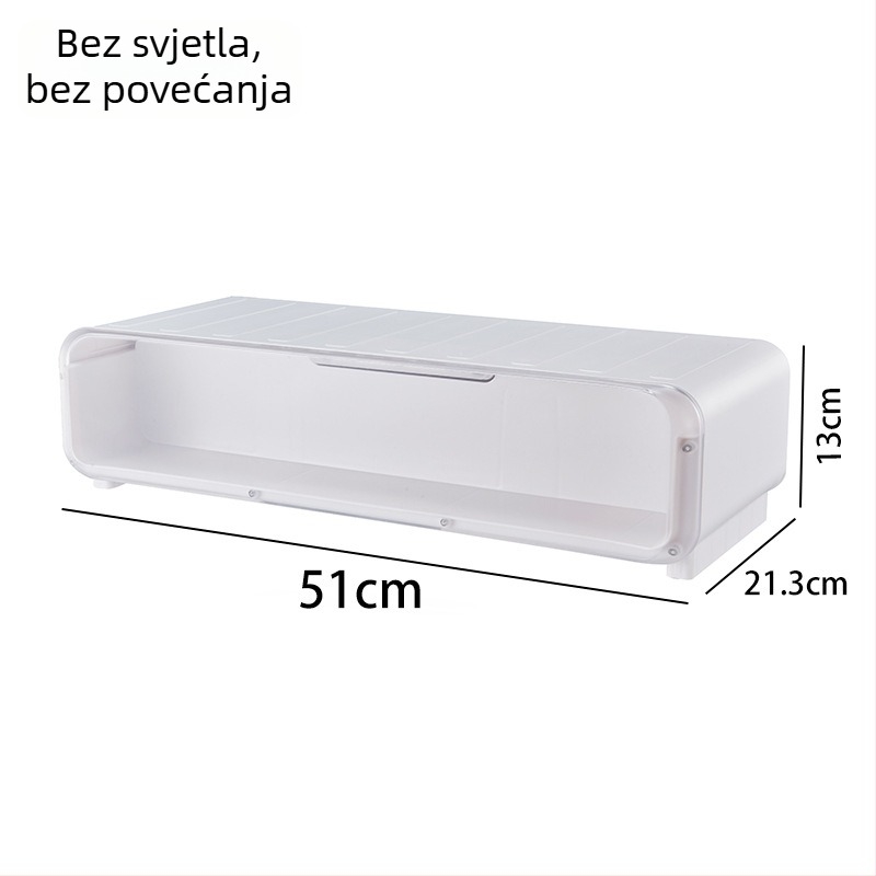 Uredski izvlačni nosač monitora s kutijom za pohranu na radnom stolu – plast, 1 sloj, japanski stil vučnog dizajna, montaža na stol