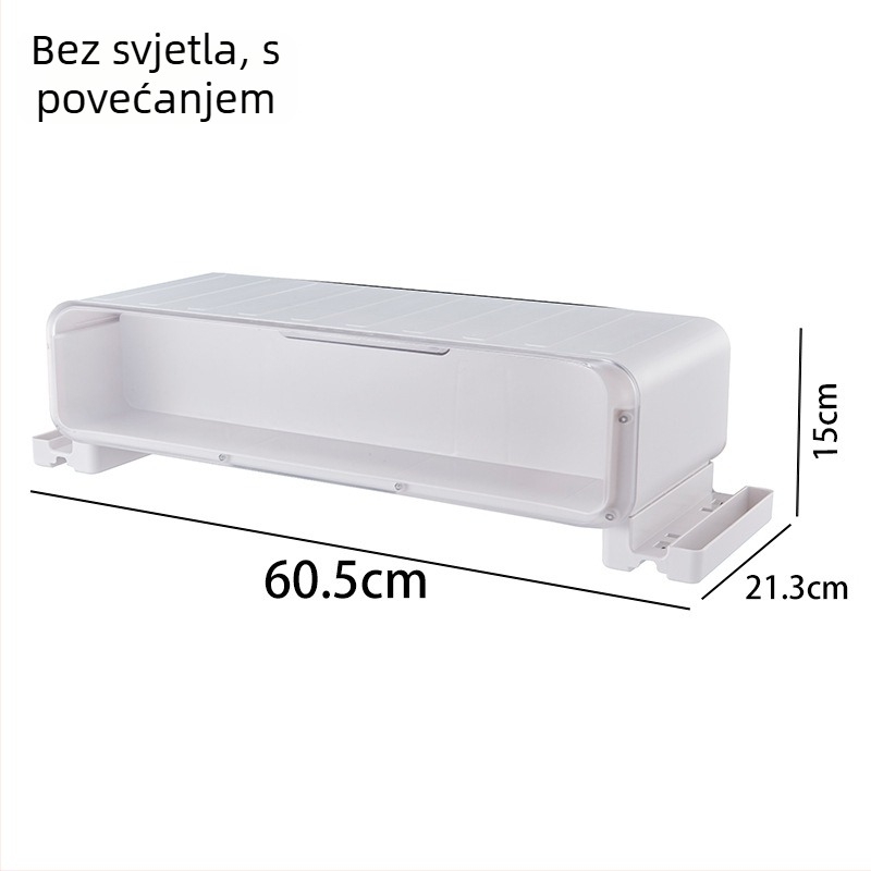 Uredski izvlačni nosač monitora s kutijom za pohranu na radnom stolu – plast, 1 sloj, japanski stil vučnog dizajna, montaža na stol