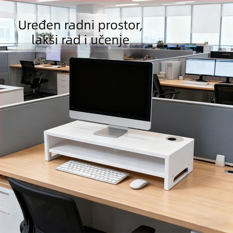Ureds monitora i prijenosnog računala podizač, dvostruki stalak od karbonskog čelika, minimalistički dizajn, bez montaže