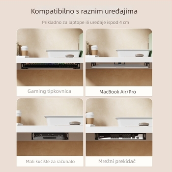 Držač za skladištenje prijenosnog računala ispod stola, plastična konstrukcija, model: Under-table storage bracket, težina 200 g, uveden 2024