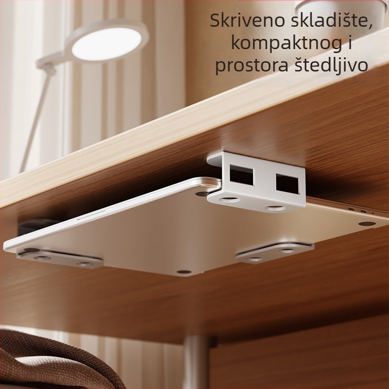 Držač za skladištenje prijenosnog računala ispod stola, plastična konstrukcija, model: Under-table storage bracket, težina 200 g, uveden 2024