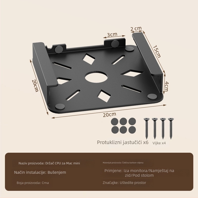 Držač za skladištenje prijenosnog računala ispod stola, plastična konstrukcija, model: Under-table storage bracket, težina 200 g, uveden 2024