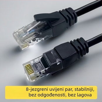 CAT6 Ethernet kabel za mrežu, RJ-45 konektor, Gigabit brzina, twist-pair, materijal: bakar obložen aluminijem, za router