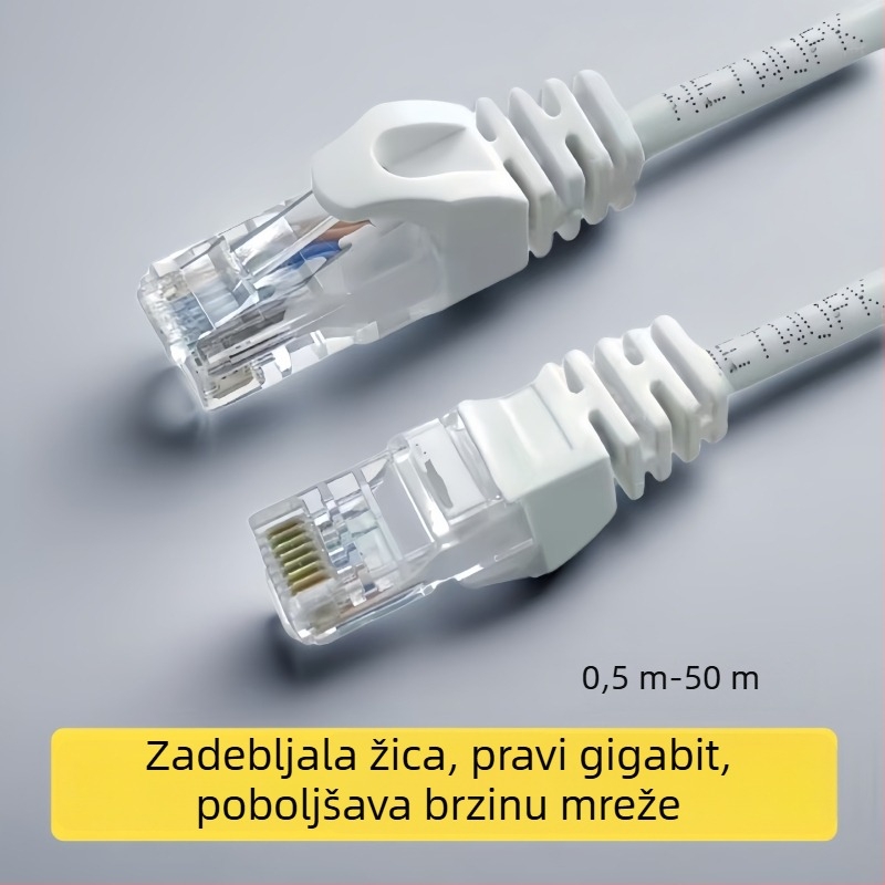 CAT6 Ethernet kabel za mrežu, RJ-45 konektor, Gigabit brzina, twist-pair, materijal: bakar obložen aluminijem, za router