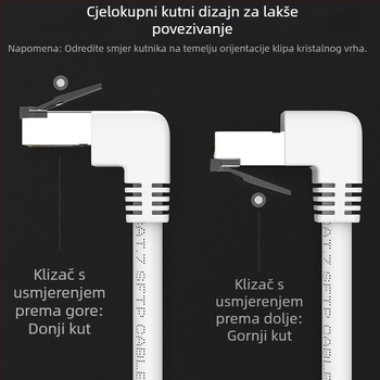 Cat7 mrežni produžni kabel s RJ45 muškim–ženskim kutnim adapterom; duljine: 0.5 m, 1 m, 1.5 m, 2 m, 3 m