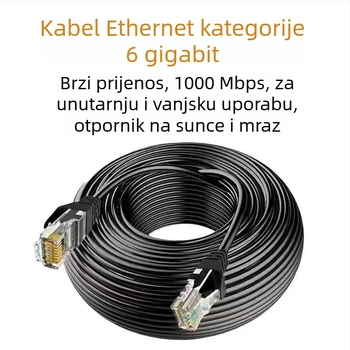 Cat6 Ethernet kabel s kristalnom glavom, bakreni vodiči, unutarnja i vanjska uporaba, kompatibilan s ADSL