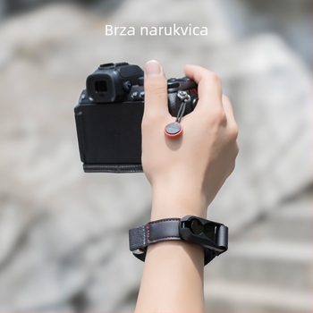 Remen za kameru na zglob s brzim otpuštanjem; kompatibilan s bezoglednim i DSLR kamerama; kompatibilan Fuji X-T5, Canon R50, Nikon Z30, Sony ZV-E10