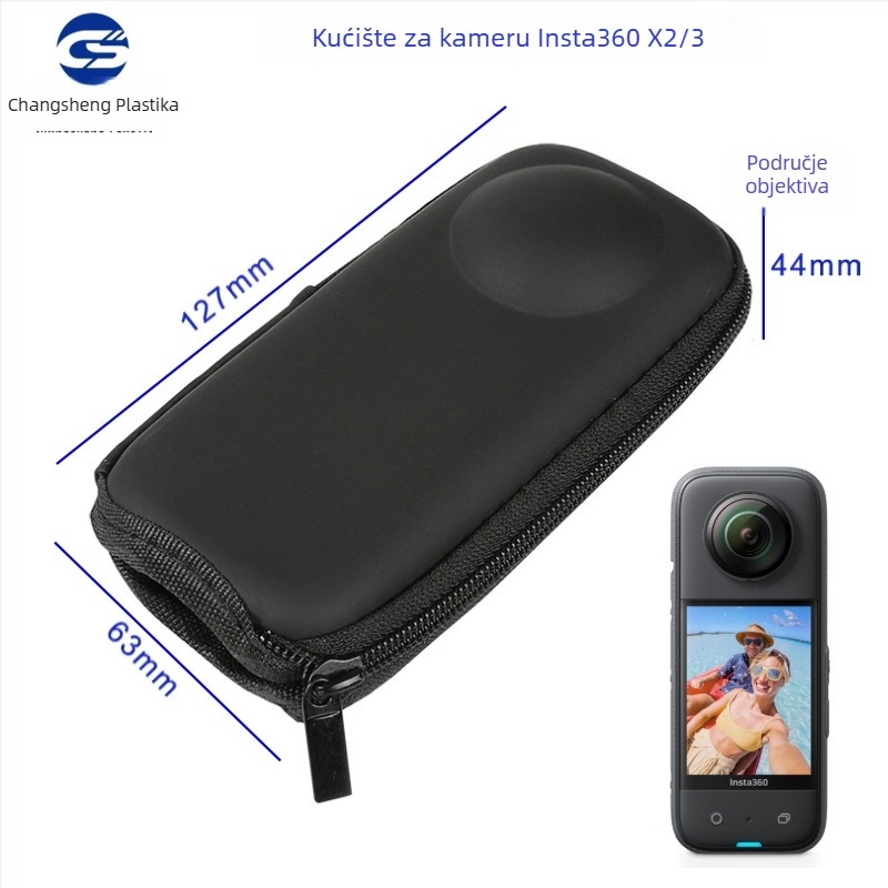 Zaštitni okvir za Insta360 One X3, CS2340B, materijal PC+ABS i silikon, otporan na padove, kompatibilan s One X3