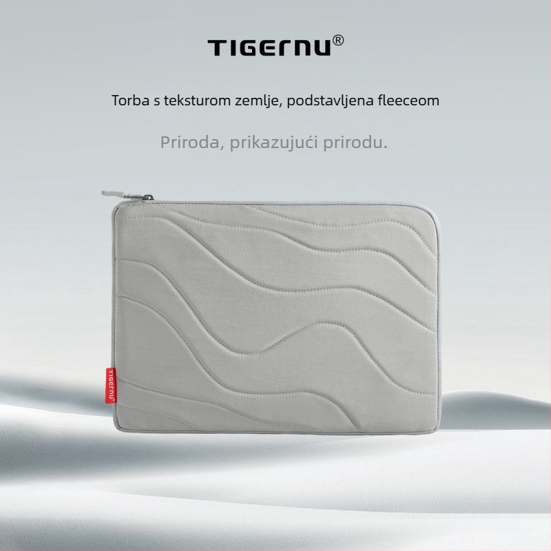 Tigernu futrola za 14-inčni laptop, vodootporna vanjska Taslon 280D, prozračna tkanina, baršunasta podstava, unisex, jednobojna, zemljasta tekstura, gradski minimalistički stil