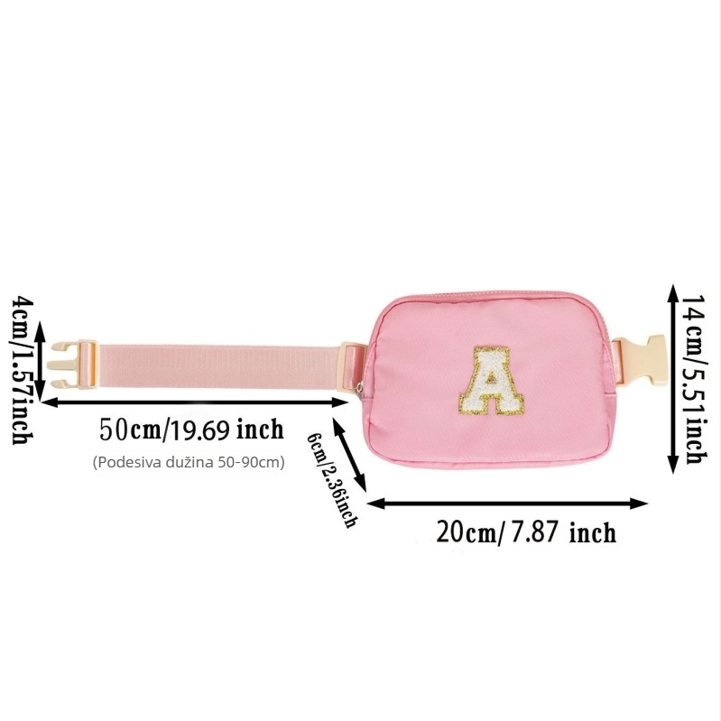 Torba za struk s višestrukim pretincima i unutarnjim međupodjelom, poliester, zatvaranje zipom, laminirani džep sa zipom, za slobodno vrijeme putovanja