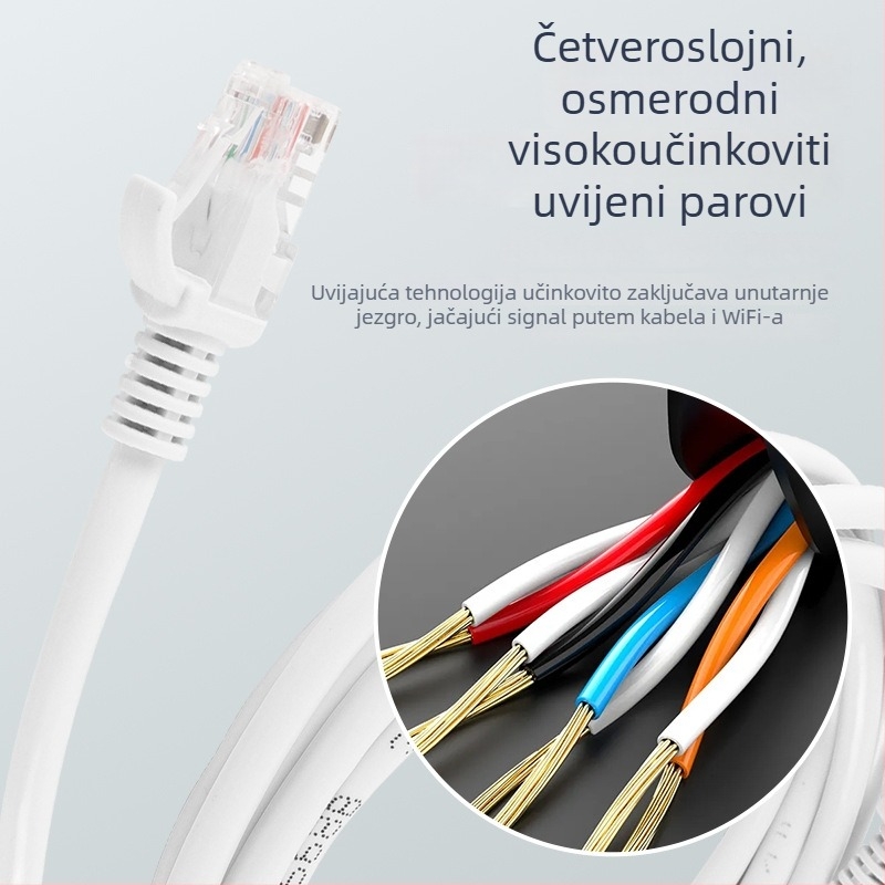 Xinjin J1001 Cat5A Gigabit mrežni kabel za usmjerivač, CAT5A konektori, aluminijsko-magnezijev vodnik, model J1001