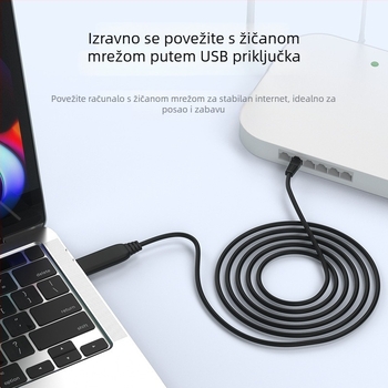 USB-C do Gigabit Ethernet kabel Cat6, RJ-45, 1000 Mbps za prijenosna računala i usmjerivače