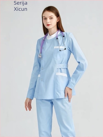 Uniforma za medicinsku sestru za stomatološke i kozmetičke salone, set gornji dio i hlače, prozračan mrežasti materijal, pamuk-poliester smjesa, okrugli izrez, kratki rukavi, unisex