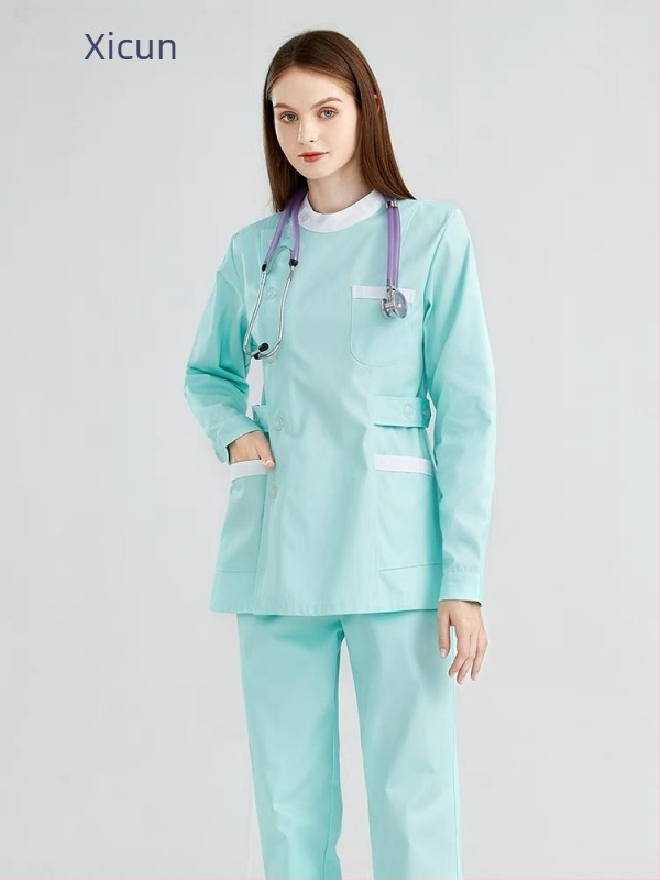 Uniforma za medicinsku sestru za stomatološke i kozmetičke salone, set gornji dio i hlače, prozračan mrežasti materijal, pamuk-poliester smjesa, okrugli izrez, kratki rukavi, unisex