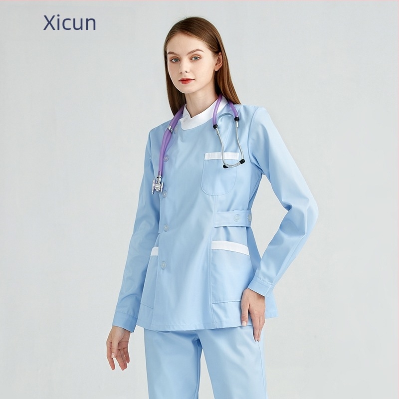 Uniforma za medicinsku sestru za stomatološke i kozmetičke salone, set gornji dio i hlače, prozračan mrežasti materijal, pamuk-poliester smjesa, okrugli izrez, kratki rukavi, unisex