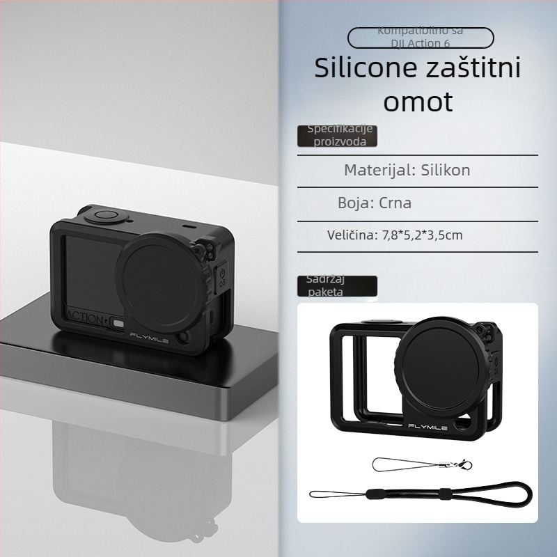 Silikonska futrola za DJI Action 6 s zaštitom objektiva, ublažavanjem udaraca i zaštitom od pada — težina 14,7 g