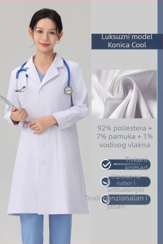 Medicinski halat s flis podstavom, unisex, anti-statistički, dugi rukavi, duljina kaputa 80–100 cm