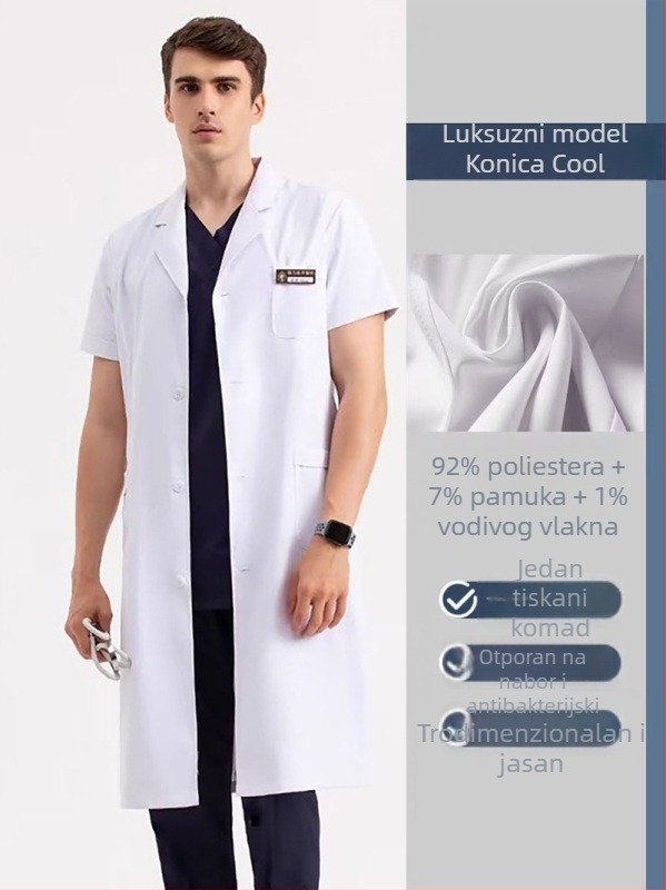 Medicinski halat s flis podstavom, unisex, anti-statistički, dugi rukavi, duljina kaputa 80–100 cm