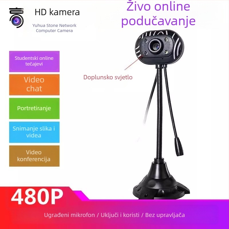 Web kamera za stolno računalo i prijenosno računalo s integriranim mikrofonom, USB 2.0, 640x480, 30FPS