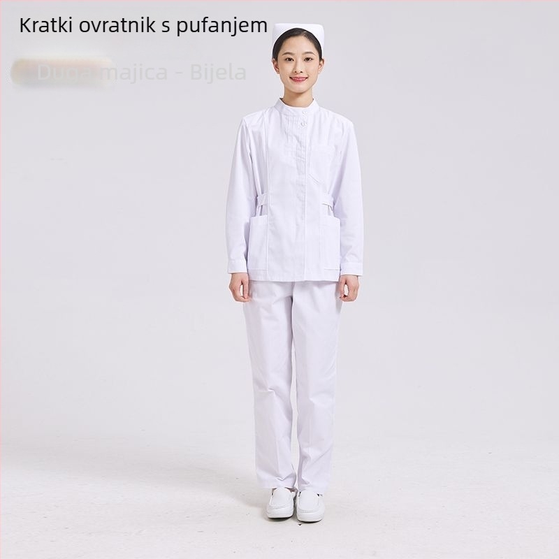 Dvo-dijelni set medicinske sestre: gornji dio s plisiranim okruglim izrezom i hlače, chenille tkanina, upijanje vlage, unisex