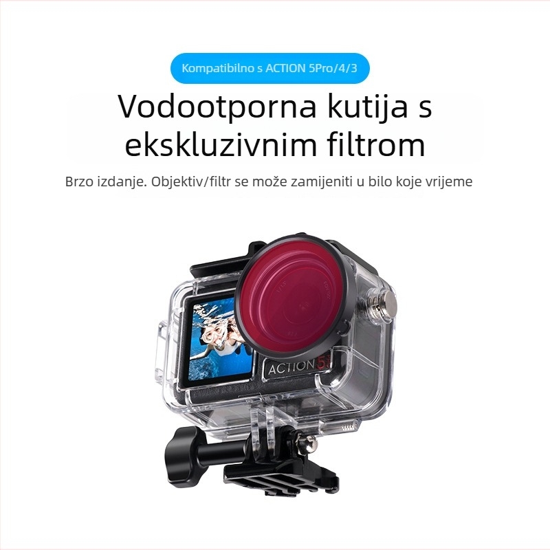 Vodootporno kućište za DJI Osmo Action 5 Pro/4/3 – akril, dubina 45 m, s filtrom