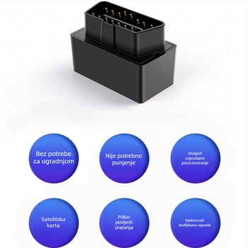 KC03 Car OBD Locator s točnošću GPS 3-30, višestruki alarmi (vibracija, gubitak napajanja, ograda, pretjecivanje), ugrađene GPS i GSM antene