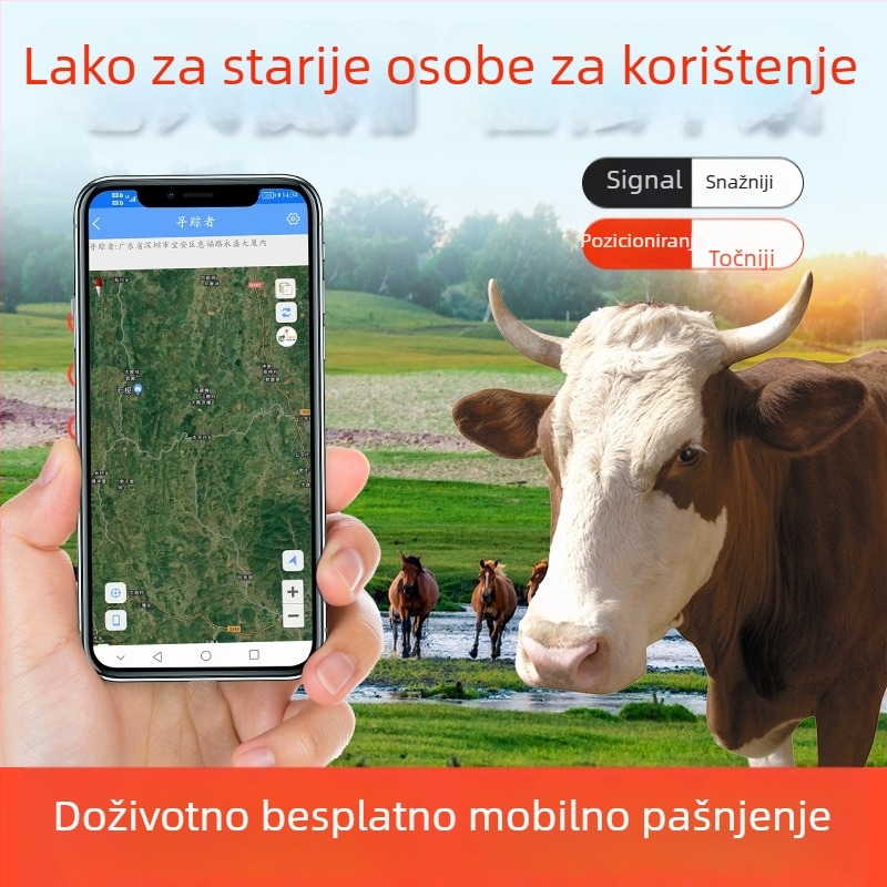 TYNY065 GPS locator za velike životinje, 4G praćenje, točnost 3 m, alarmi: prekid napajanja, mobilni alarm, ograda, solarno punjenje