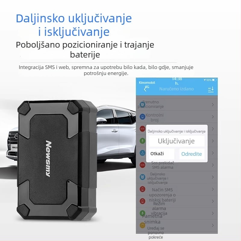 Newman Beidou GPS lokator za vozila – instalacija bez, praćenje 5G; model M11, 512 MB memorije; preciznost pozicioniranja 0–30 m; alarmni načini: vibracija, mobilni alarm, ograda, prekoračenje brzine; vijek baterije 3 godine