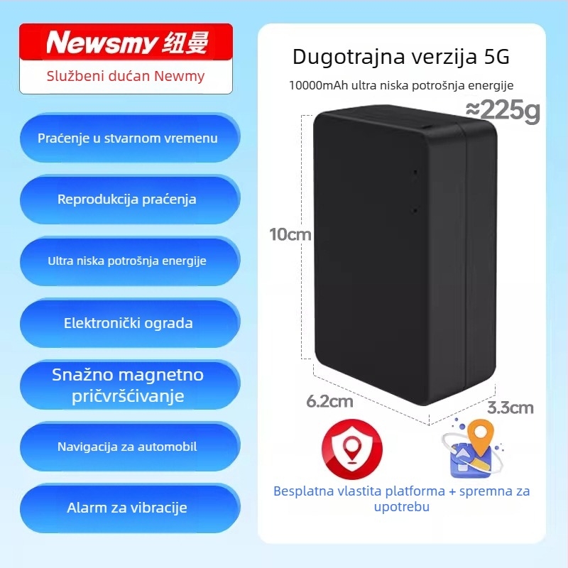 Newman Beidou GPS lokator za vozila – instalacija bez, praćenje 5G; model M11, 512 MB memorije; preciznost pozicioniranja 0–30 m; alarmni načini: vibracija, mobilni alarm, ograda, prekoračenje brzine; vijek baterije 3 godine