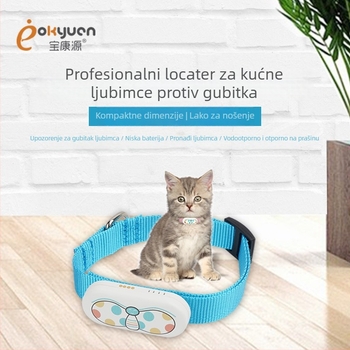 GPS locator za kućne ljubimce B21 – preciznost GPS 5–10 m, načini alarma: vibracija, SOS i ograda, vodootporan, dimenzije 65×27×16 mm