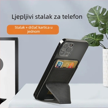 Kožni magnetski sklopivi držač za telefon s držačem kartica i novčanikom u obliku leptira, s ljepljivim stražnjim dijelom