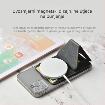Kožni magnetski sklopivi držač za telefon s držačem kartica i novčanikom u obliku leptira, s ljepljivim stražnjim dijelom