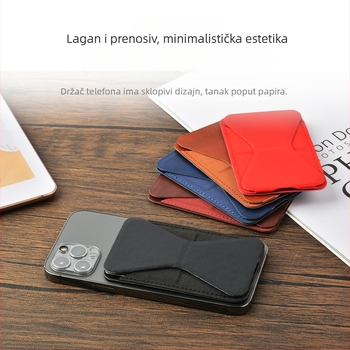 Kožni magnetski sklopivi držač za telefon s držačem kartica i novčanikom u obliku leptira, s ljepljivim stražnjim dijelom