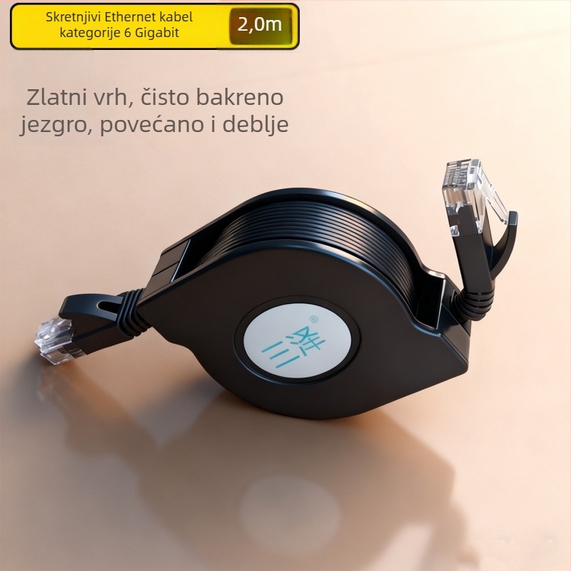 Telescopijski Cat.7 RJ-45 mrežni kabel s izvučnim dizajnom, 10 Gbps, čist bakar