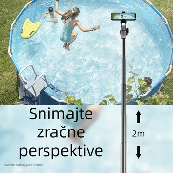 Selfie štapić s stativom, produživač, daljinski upravljač, Bluetooth, ABS + aluminijska legura