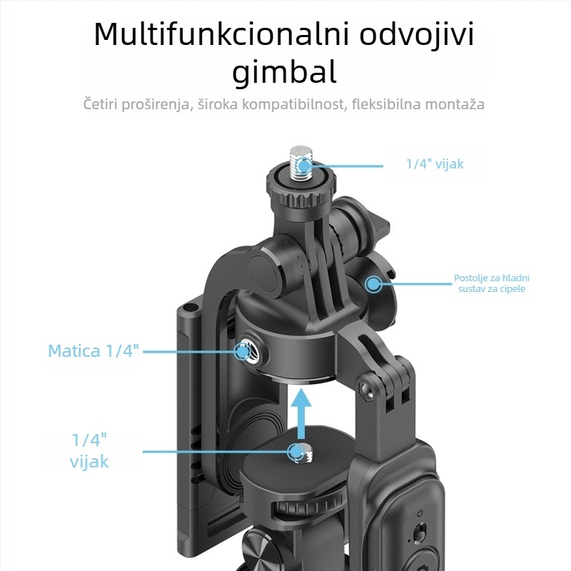 Selfie štapić s stativom, produživač, daljinski upravljač, Bluetooth, ABS + aluminijska legura