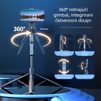 K29 Stabilizator za telefon s izvodnim stativom, ručni stabilizator, aluminijska legura, Bluetooth daljinski upravljač, ugrađeno svjetlo