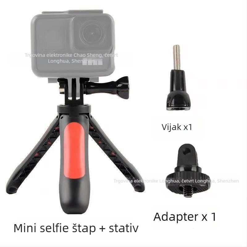 Mini stativ za selfie, PC+metalna konstrukcija i metalni adapter za GoPro, Sony i druge akcijske kamere