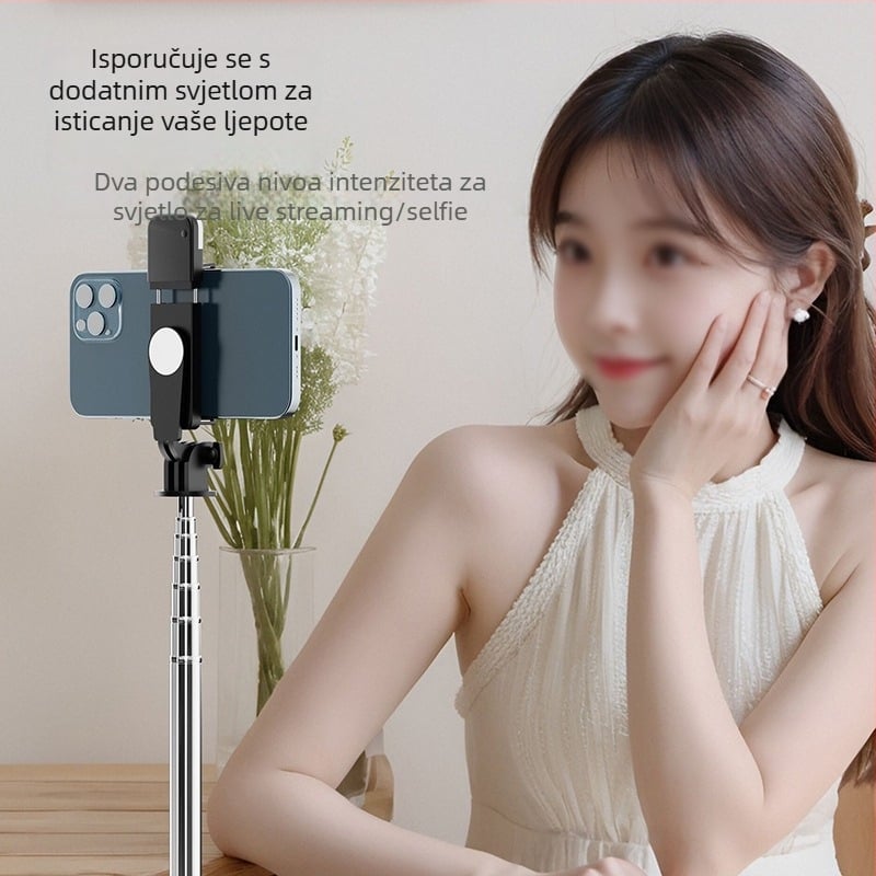 Selfie štap s stativom dužine 1,7 m, 360° rotacija, podna potpora za live streaming i putničku fotografiju