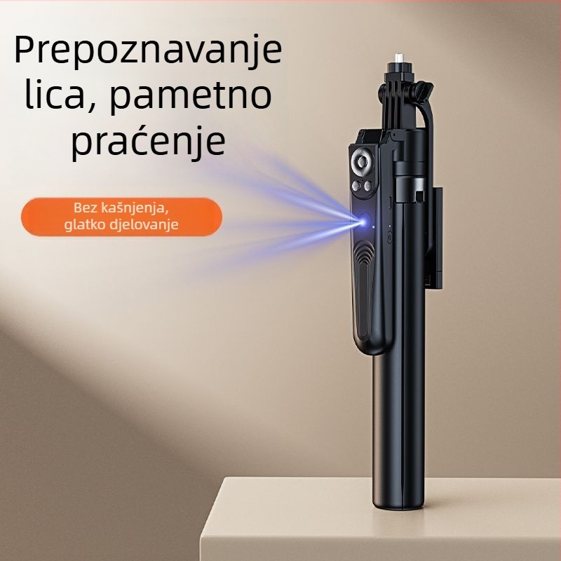 Selfie štapić s AI inteligentnim praćenjem, 360° gimbal, prepoznavanje lica AI, prijenos uživo, aluminijsko tijelo