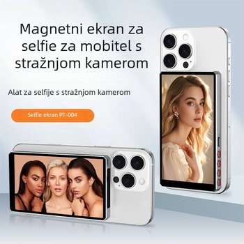 Pt004 Uređaj za preslikavanje zaslona telefona od aluminijske legure, bežični Bluetooth, magnetski stražnji selfie zaslon, kompatibilan s Androidom, iOS-om i HarmonyOS-om