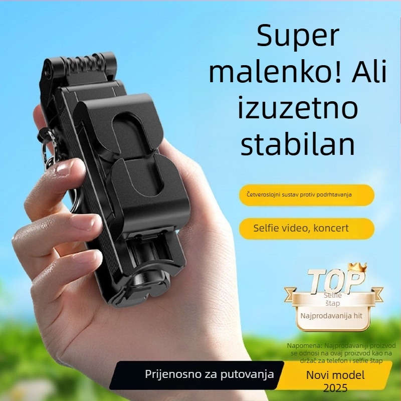 Mini četveronožni tripod za pametni telefon s 360° rotacijom, aluminijska legura, daljinski upravljač, rasvjeta, Bluetooth