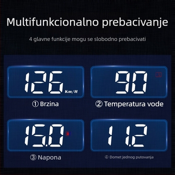 HUD prikaz zaslona za automobile s OBD, 360° holografska slika, GPS, brzina i mnogofunkcijski mjerni uređaj — ručno upravljanje, napajanje baterijom